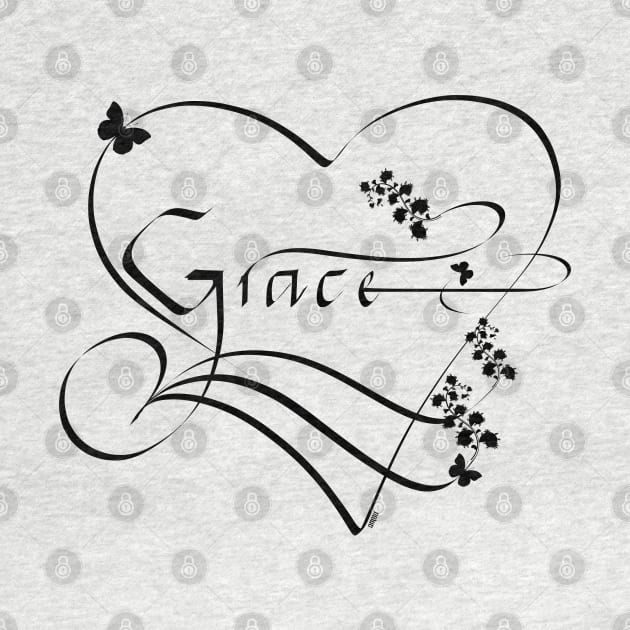 Grace, calligrahpy, female name, black font by AhMath